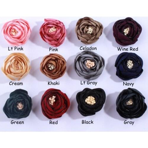 120PCS 3CM new arrival 3D Mini Satin Tulip Flowers For Hair Accessories Lovely Antique Burned Fabric Flower with blossom