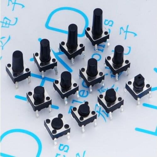 20PCS 4Pin 6*6 Micro Tact Push Button Switches DIP 6x6x4.3/5/6/7/8/9/10/11/12/13/14MM 4.3mm 5mm 6mm 7mm 8mm 9mm 10mm 11mm