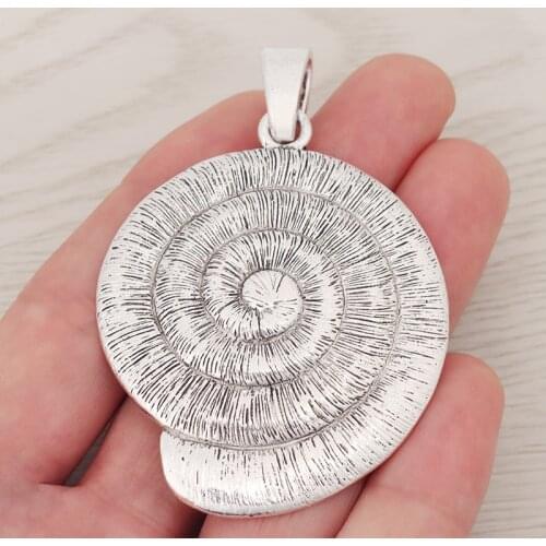 3 x Large Swirl Spiral Snail Charms Pendants Fit Jewelry Necklace Making Findings 71x48mm