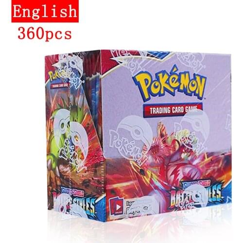 360Pcs English Version Pokemon Cards Box TCG:Sword & Shield—Battle Styles Evolutions Booster Shinny Game Toy Kids Birthday Gif