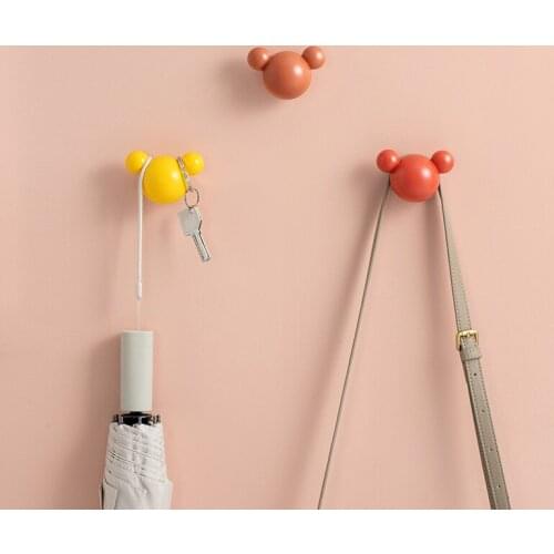 4Pcs Creative Bear Strong Self Adhesive Wall Storage Hook Hanger Cartoon Kitchen Outlet Plug Holder Keys Sticky Towel Organizer