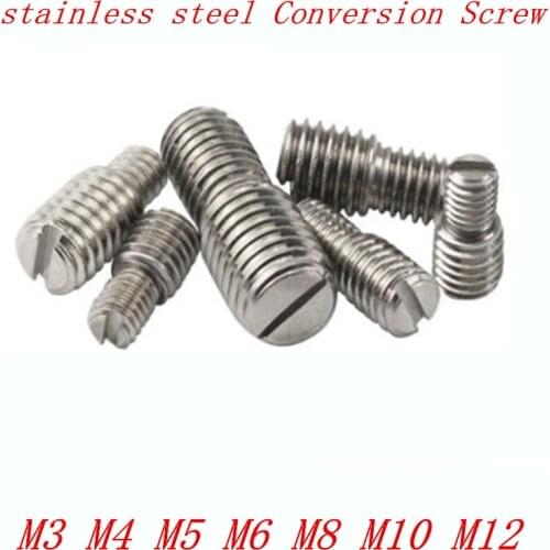 4pcs/lot M3 M4 M5 M6 M8 M10 M12 D1 X L1 to D2 X L2 stainless steel double slotted conversion camera screw