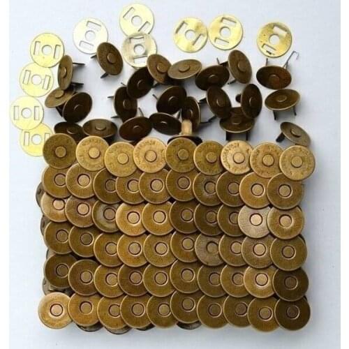 50pcs Bronze Silver Metal Magnet Button For Diy Bags Snaps Buttons Clasp Fastener Snap Button Sewing Accessories 14*2mm