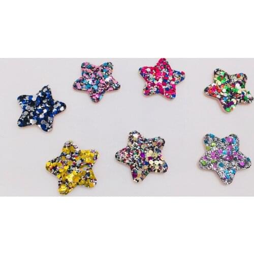 60PCS/lot 3*3CM Glitter Baby Girls Hair Accessories Sequins Heart Padded Appliqued for BB Clip Decoration