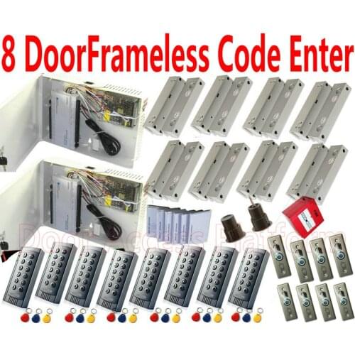 8 Glass DoorFrameless Keypad Code Program Enter Access Controller Panel Web IP Control+TCP/IP+Code/Card reader+Glass Bolt Locks