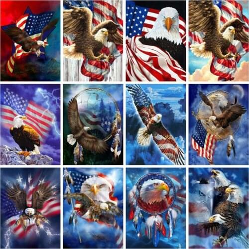5D DIY Diamond Painting Eagle American Flag Animal Full Drill Cross stitch Diamond embroidery Rhinestone Mosaic Home Decor Gift