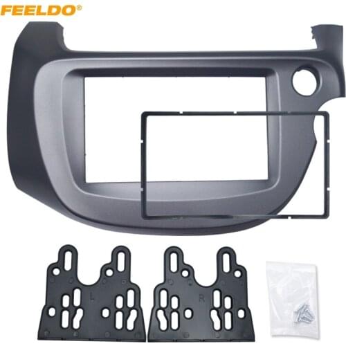 FEELDO Car 2DIN Audio Radio Panel Fascia Frame for Honda FIT Jazz (RHD) 08-13 Stereo CD/DVD Face Plate Frame Fitting Dash Mount