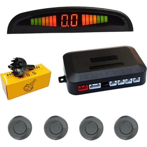 Car LED Parking Sensor 4 Sensors SUV Reverse Backup Parking Radar Monitor Detector System Buzzer Alarm Auto Blind Spot Detection