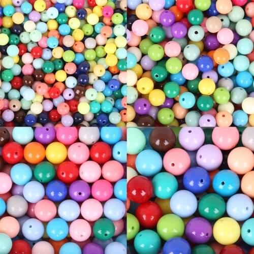 6/8/10mm Mixed Color Shiny Plastic Acrylic Loose Spacer Round Ball Beads for Jewelry Making DIY Bracelets Necklace Earrings
