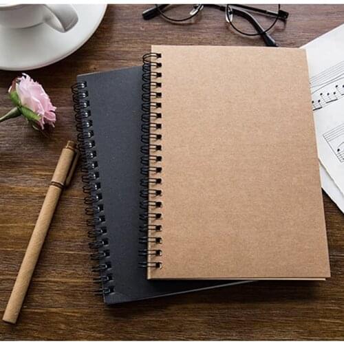 Notebook Spiral Sketchbook Diary Drawing Graffiti 14x21cm Kraft Paper Cover Blank Paper Notebook for Art Supply