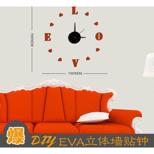 DIY Wall Cock Saat Clock Reloj Duvar Saati Relogio de parede Wall Clocks Horloge Murale Klok Watch Red Heart-shaped Home decor