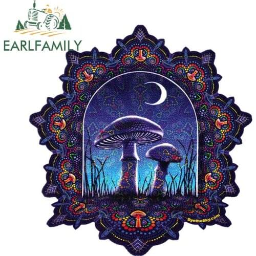EARLFAMILY 13cm x 12.6cm Mushroom Mandala Decal Window Bumper Art Car Sticker Waterproof Cartoon Graphic