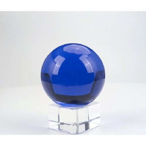 Hot Sale K9 Dark Blue Crystal Ball+Crystal Stand Glass Sphere For Home Decoration Fengshui Ball Wedding Souvenir