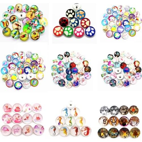 Hot selling 10pcs/lot tiger glass horse Dog Snaps Buttons 18mm Snaps Charms Fit Ginger Snaps Bracelets&Bangles Jewelry