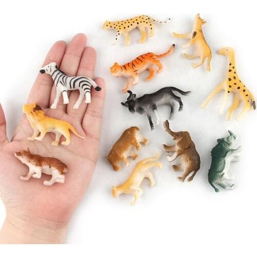 12Pcs/set Action & Toy Figures Simulation Animal Solid Model Mini Forest Animal Model Display Toys For Children