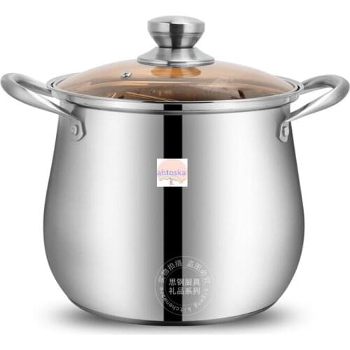 304 Stainless steel drum shaped super high pot Anti-overflow large-capacity soup pots Thickened and deepened steamer for cooking
