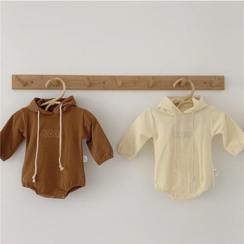 0-2Yrs Hooded Bodysuits Soft Bebes Girls 3D Ear Romper Long Sleeve Playsuits Spring Autumn Clothing Outfits