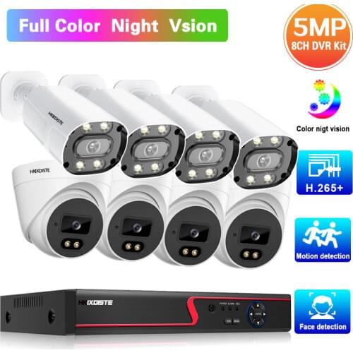 5MP Color Night Vision CCTV AHD DVR Camera Kit 8CH Outdoor Waterproof Security Surveillance Camera System Set 8 Channel XMEYE