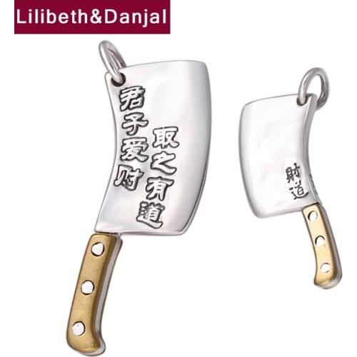 Creative Design Kitchen Knife Smooth Necklace Pendant Real 925 Sterling Silver Vintage Fine Jewelry Women Men 2021 Designer P15