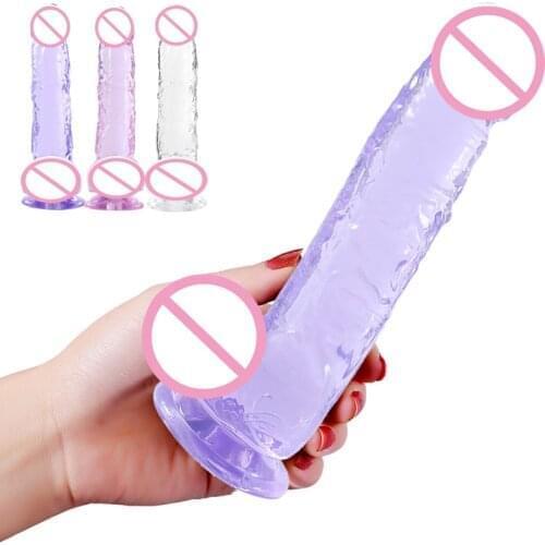 Crystal Soft Dildo Adult Anal Stimulation Dick Realistic Dildo with Strong Suction Cup Large Penis Dildos Sex Toys for Woman