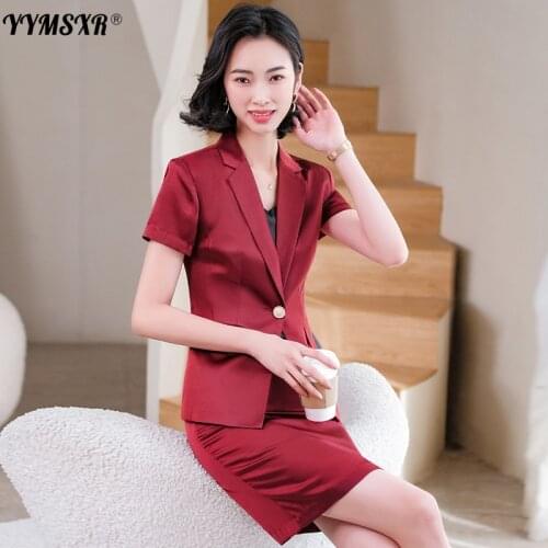 Summer Professional Wear Womens Suit Skirt 2-piece Suit Fashion Temperament Short-sleeved Thin Blazer Hotel Overalls