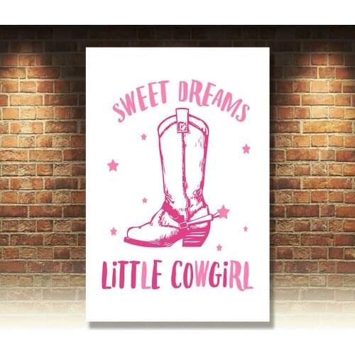 Sweet Dreams Little Cowgirl Quote Sign Metal Plaque Humorous Print Bedroom