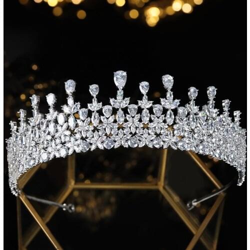 Sweet Full Zircon Girls Birthday Party Princess Crown CZ Wedding Bridal Tiaras Cubic Zirconia Womens Crystal Hair Accessories