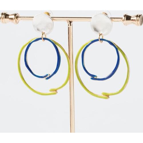 Fashion designer Black Orange Big Double Circle Knot Disc Stud Drop Earrings Women Girl