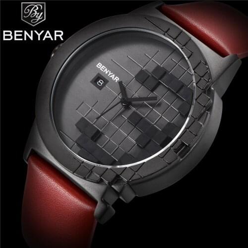 BENYAR 3D Design Auto Date Fashion Casual For women watches genuine leather luxury quartz men wristwatch relogio masculino