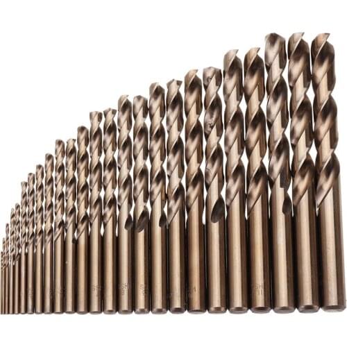 25pcs 1-13mm HSS M35 Cobalt Twist Drill Bit Set for Metal Wood Drilling
