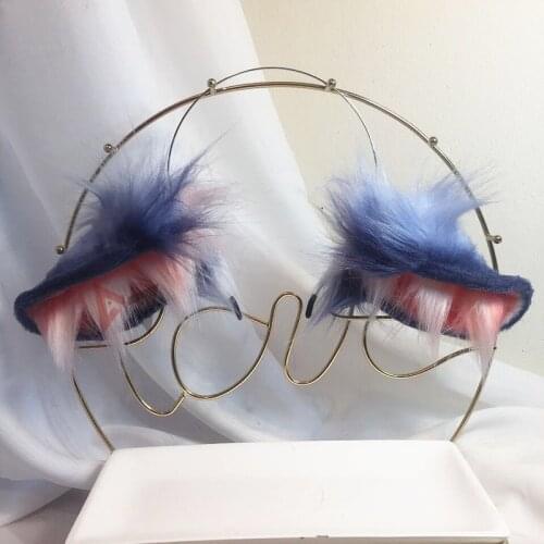 MMGG Original Handmade Work Blue Sky Color Fox Cat Neko Ears Hairhoop for Anime Game Party Lolita Cosplay Costume Accessories