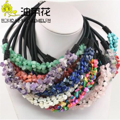 Irregular Multicolor Gallet Chalcedony Stone Necklace Detritus Breakstone Onyx Shell Aventurine Crystal Fluorite Jewelry Making