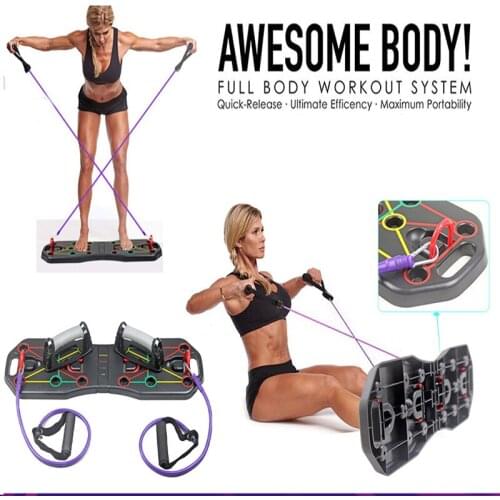 Portable Folding Push-up Board Support Muscle Exercise Body Building Training Board With Pull Rope Fitness Set Unisex