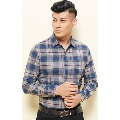 8XL 7XL 100% Pure Cotton Casual Slim Fit Shirt Men Longsleeve Shirt for Men Loose Plaid Shirt dress Plus Size Button Up Shirt
