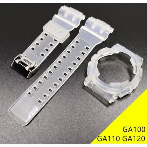 Rubber Replacement Watchband For Casio G-SHOCK GA100 GA110 GA120 Set Transparent Silicone Watch Band Strap With Watch Case