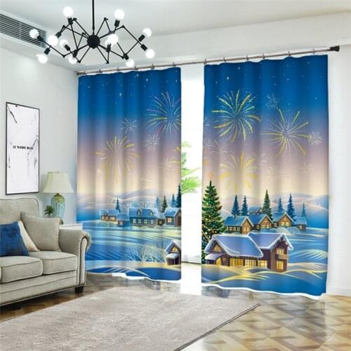 Blue 3D Curtains Luxury christmas beautiful landscape Curtains Room Room Bedroom The desert Blackout Sheer Curtains