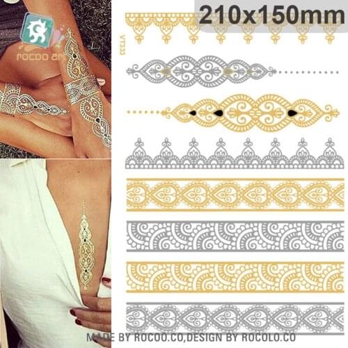 VT333/Flash temporary gold silver metallic henna fake tatoo arabic golds tattoo bracelet