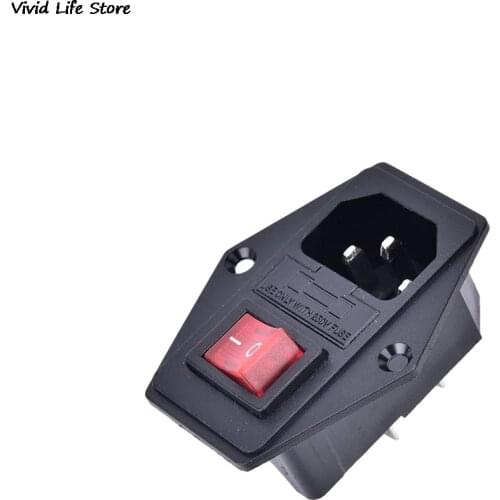 1Pc IO Switch With Fuse 3 Pin IEC320 C14 Plug ON/OFF Switch Socket With Female Plug For Power Supply Cord Arcade Machine