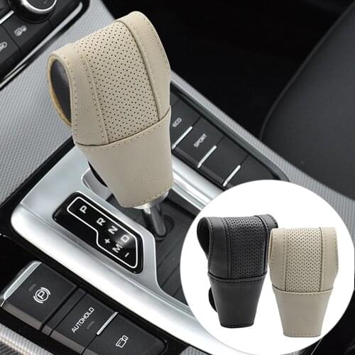 Car Gear Shift Knob Cover Protector Universal PU Leather Non-Slip Car Handbrake Protector Auto Interior Accessories Black New
