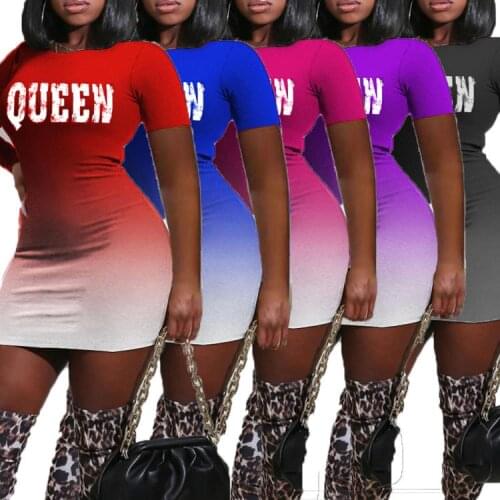 2021 Summer Fashion Hedging New Cashew Print Sexy Bag Hip Gradient Color Personality Print Short Sleeve Plus Size Dress Women