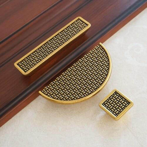 2.5" 3.75" Bronze Gold Cabinet Knobs Square Drawer Pull Handles Semicircle Door Handle Vintage Furniture Handle Knob 64 96mm