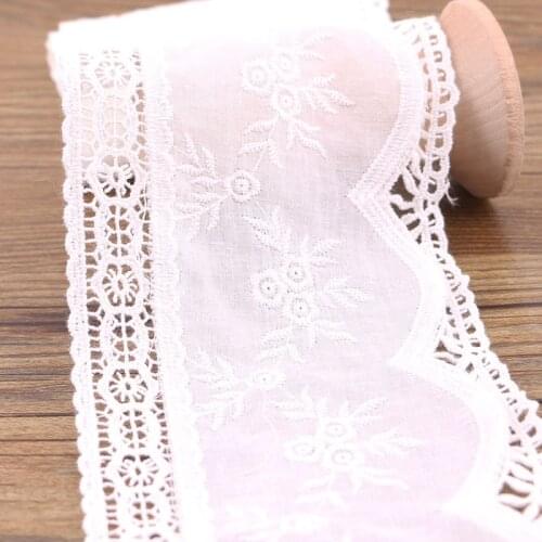 1yards 10.5 cm white cotton lace fabric DIY fabric lace flower gift ribbon decoration material cotton lace