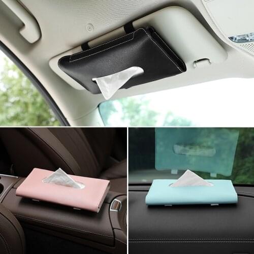 1 Pcs Car Tissue Box Towel Sets Auto Sun Visor Tissue Boxes Holder Auto Interior Storage Decoration Paper Napkins Towel Cover