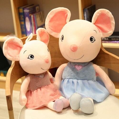 1pc 35-70CM Cute Skirt Mouse Plush Toys Lovely Dressing Cloth Animal Mouse Dolls Stuffed Soft Baby Finger Toys Birthday Gifts