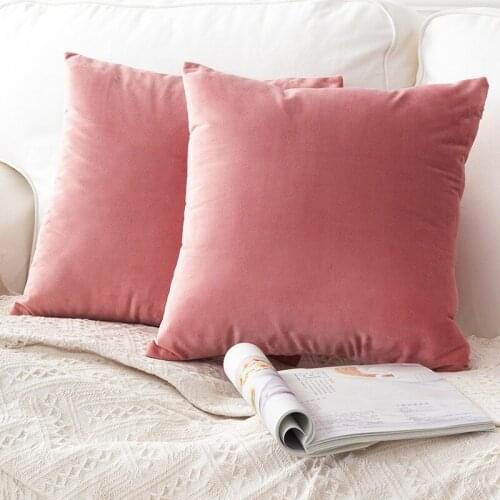 2pcs 45x45cm Bright Pink Velvet Cushion Cover for living Room Pillow Case Soft Pillow Cover No Balling-up Without Stuffing