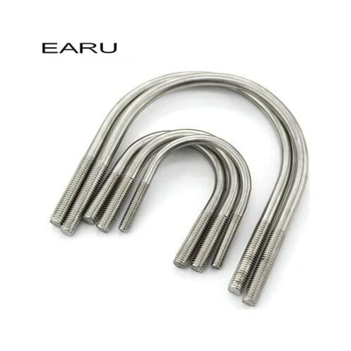 2pieces M12*51 304 Stainless Steel U Type Sheet Card Horse Ring Double Heads Screws Bolt Metric