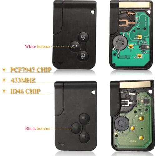 Kutery 10cs 3 Buttons Remote Smart Card Car Key Fob 433Mhz ID46 PCF7947 For Renault Megane II Scenic II Grand Scenic 2003-2008