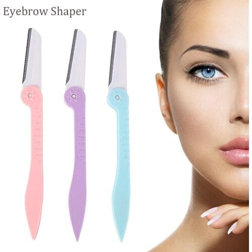 3 Pc Portable Eyebrow Trimmer Hair Remover Eye Brow Shaver For Makeup Cosmetic Kit Stainless Steel Cutting Tools