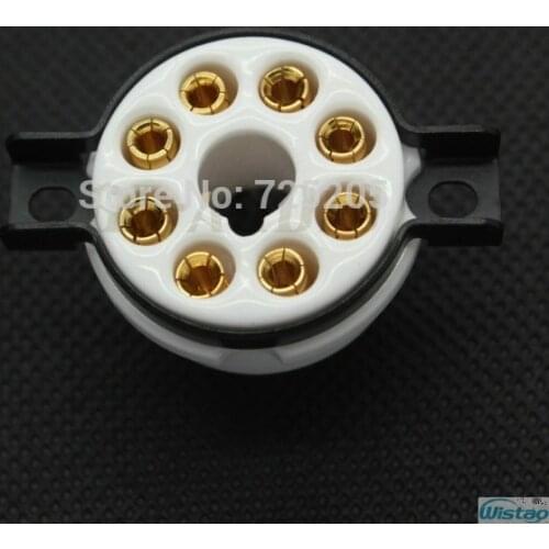 8-pin Gold Plated Vacuum Tube Socket Big Eight Pins KT66 KT88 EL34 EL37 Gold-plated Copper & Ceramic Base Free Shipping