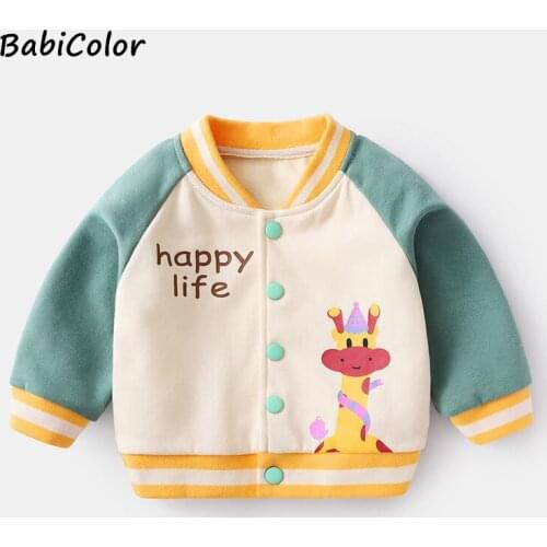 Baby Jacket Boys Girls CoatsBaseball uniform jacket O-Neck iraffe cartoon print Spring And Autumn Outer Wear 2021 New Clothes